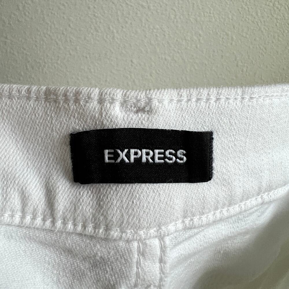 Express High Rise Bootcut White Denim Jeans Women's 4 Stretch Preppy Casual - Picture 6 of 8
